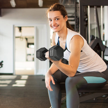 Dumbbells, Knurled Grip, Cast Iron, 2 x 12.5 kg