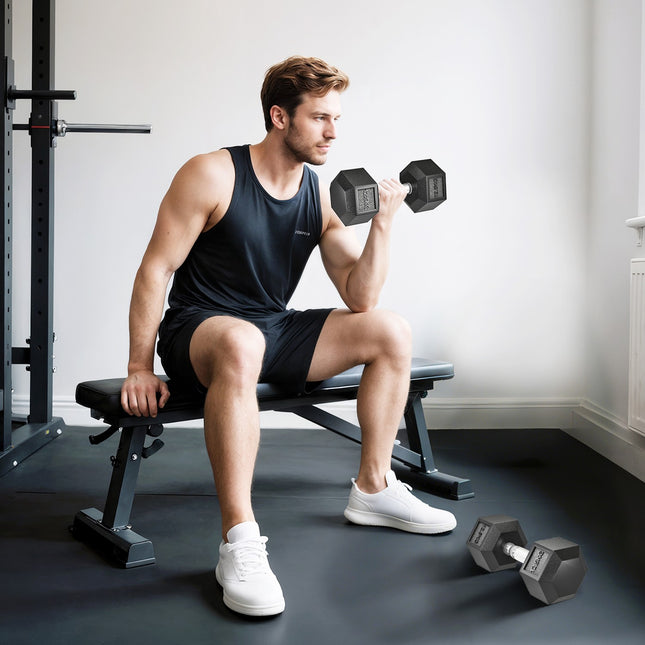 Dumbbells, Knurled Grip, Cast Iron, 2 x 12.5 kg