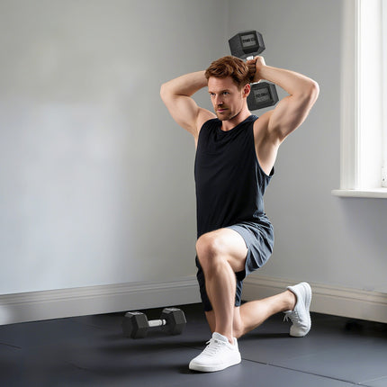 Dumbbells, Knurled Grip, Cast Iron, 2 x 12.5 kg