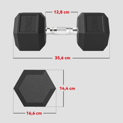 Dumbbells, Knurled Grip, Cast Iron, 2 x 20kg for Home Gym