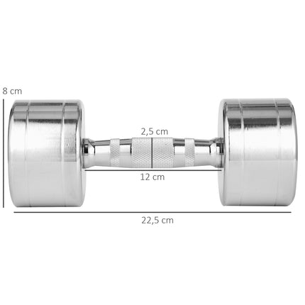 Dumbbell set - 10 kg, metal, non-slip knurled handles