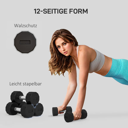 10 kg metal dumbbell set, non-slip, set of 2, black