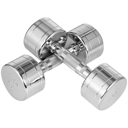 Dumbbell set - 10 kg, metal, non-slip knurled handles