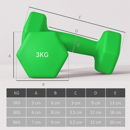 Dumbbell set with stand - 6 pairs: 1 kg, 3 kg, 5 kg