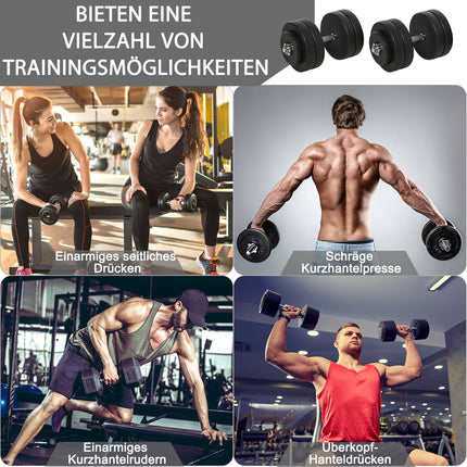 50 kg Dumbbell set, adjustable steel weights, black
