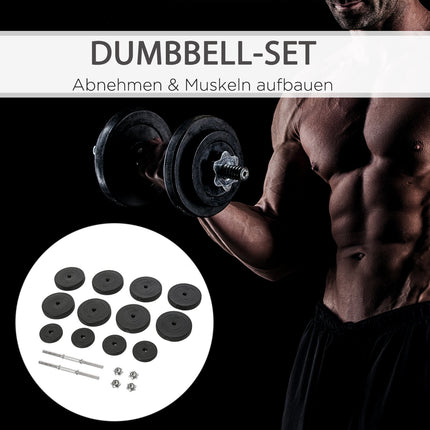50 kg Dumbbell set, adjustable steel weights, black