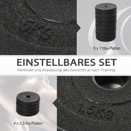 50 kg Dumbbell set, adjustable steel weights, black