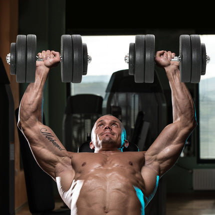 50 kg Dumbbell set, adjustable steel weights, black