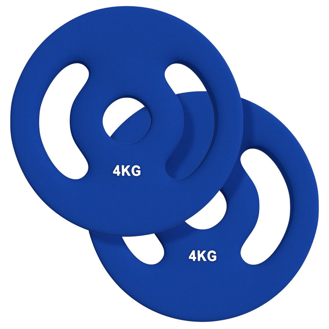 Dumbbell weight set, 2 x 4 kg, blue, fits 30 mm bar