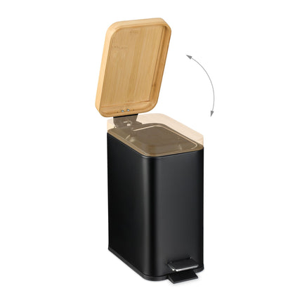 Dustbin for bathroom 5 liters with bamboo lid