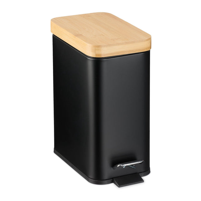 Kosz na śmieci do łazienki 5 litrów z pokrywą bambusową