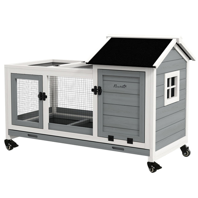 Dwarf rabbit cage, wooden, with tray and cover, indoor/outdoor