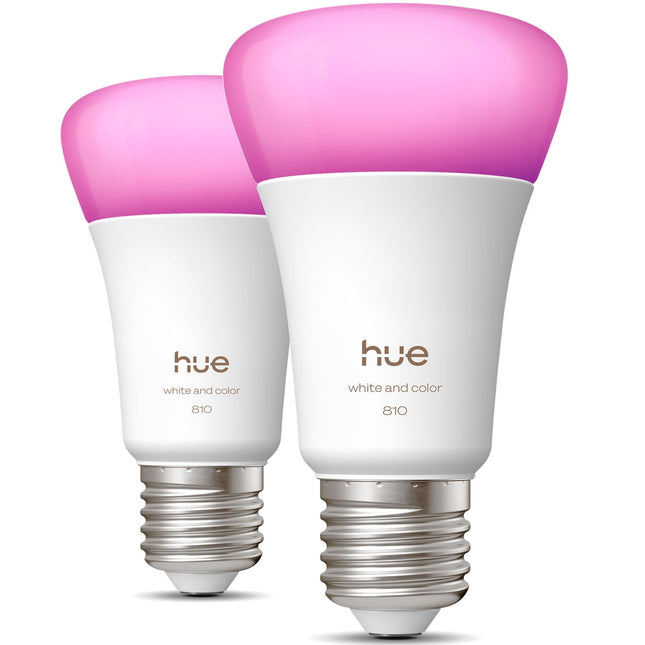 E27 LED Bulbs, White & Color Ambiance, 810lm, 2-Pack