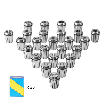 ER32 Collet Set, 25-Piece, 1/16–13/16 in, Labeled Boxes