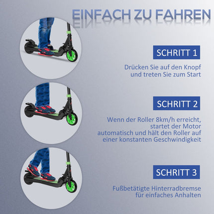 E-Scooter Electric Scooter 120W Motor 6 km Range max. 8 km/h Electric Scooter from 6 years Green+White