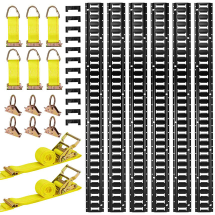 E-Track Tie-Down Rail Kit, 6-Pack 5 ft Rails, 1500 lb