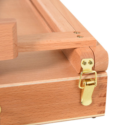 Easel in beech wood with adjustable angle and box