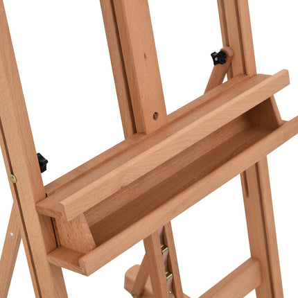 Adjustable easel in beech wood with storage, 53-230cm