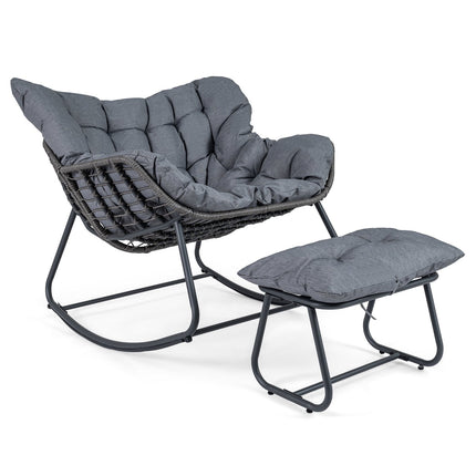 Egg Rocking Chair With Footrest, PE Rattan, 150 kg