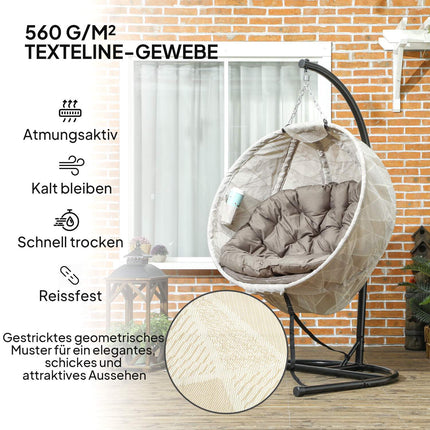 Outdoor Egg Chair with cup holder, foldable, removable seat