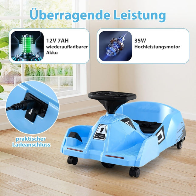 Electric 12V Kids Go-Kart with Remote & Removable Mop