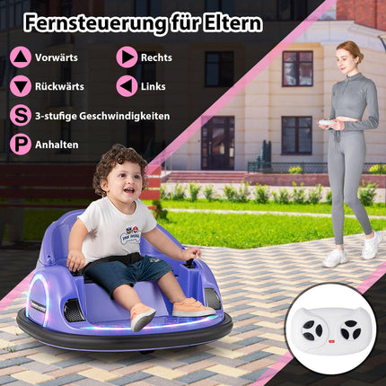 Electric 360 Spin Bumper Car for Kids, 12V, Purple