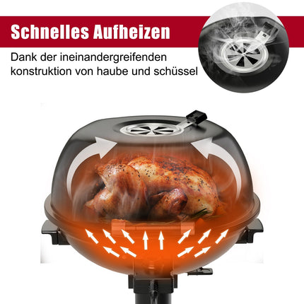 Electric BBQ Grill with Removable Non-Stick Rack, Black