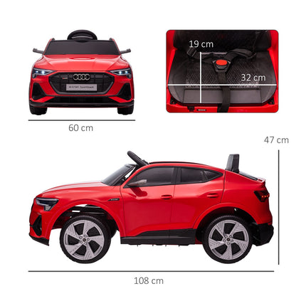 Electric car for children with remote control, seat belt, music - red