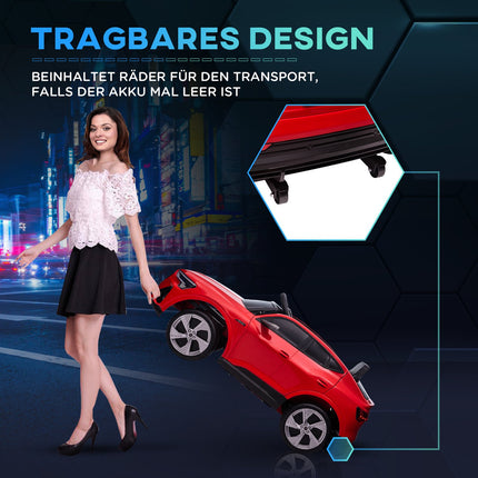 Electric car for children with remote control, seat belt, music - red