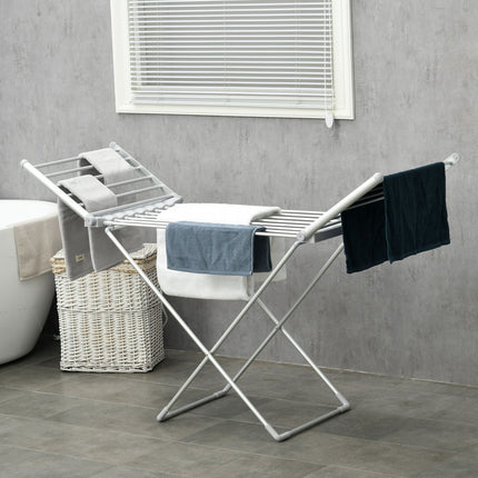 Heated Collapsible Clothes Airer - Adjustable Temperature, Aluminum