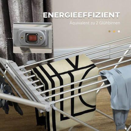 Heated Collapsible Clothes Airer - Adjustable Temperature, Aluminum