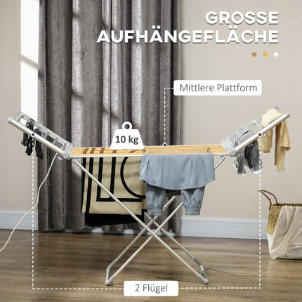 Heated Collapsible Clothes Airer - Adjustable Temperature, Aluminum