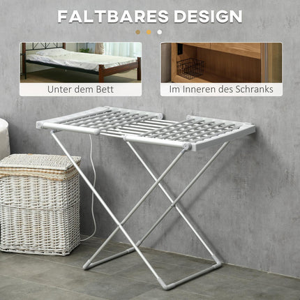 Heated Collapsible Clothes Airer - Adjustable Temperature, Aluminum