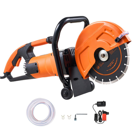 Electric Concrete Saw, 9 in Blade, Wet Dry, 3.5 in Depth