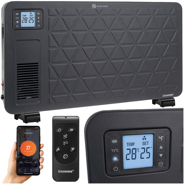 Electric Convector Heater, 2300W, WiFi Control, Black