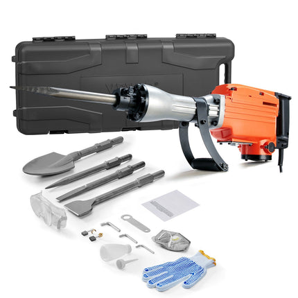 Electric Demolition Hammer 2200W, 4 Chisel Bits, Hex Chuck