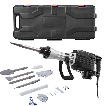 Electric Demolition Jack Hammer 2800W, 1200 BPM, 4 Chisels