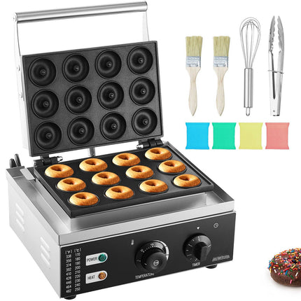 Electric Donut Maker, 12-Hole, 1550W, Temp Control