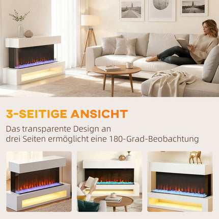 Electric Fireplace, 11 Flame Colors, 1000W/2000W, Remote