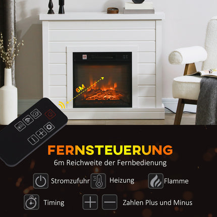 Electric Fireplace, 3D Flame Effect, Timer, Remote, White