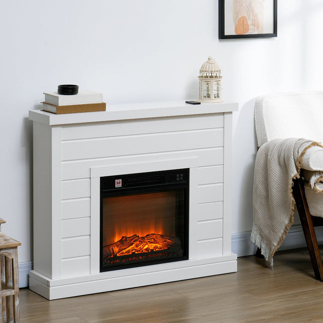 Electric Fireplace, 3D Flame Effect, Timer, Remote, White