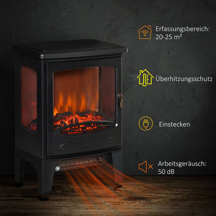Electric Fireplace Heater, 900W/1800W, 3-Sided View
