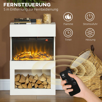 Electric Fireplace Heater, Adjustable Flames, 1000/2000W