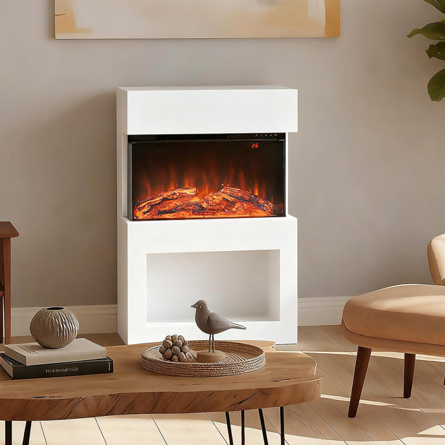 Electric Fireplace Heater, Adjustable Flames, 1000/2000W