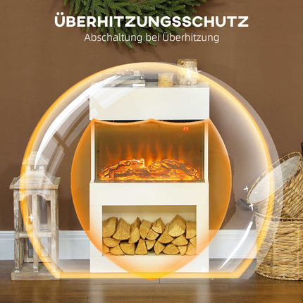 Electric Fireplace Heater, Adjustable Flames, 1000/2000W