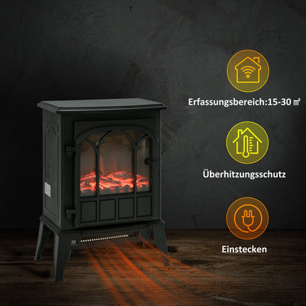 Electric fireplace, 2000W, LED flame, Low noise, Metal safety