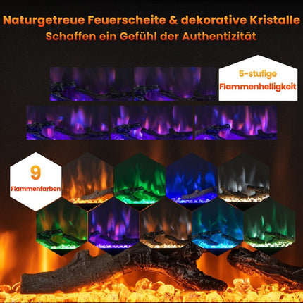 Electric Fireplace for Wall or Freestanding, 91.5 x 14 x 45 cm