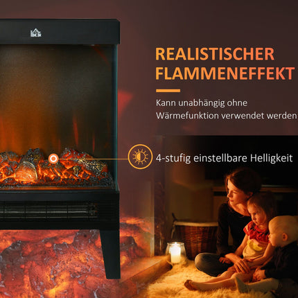Electric Fireplace with LED Flame, 1000/2000W, Black