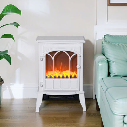 Electric Fireplace with LED Flame Effect, 1000/2000W, White