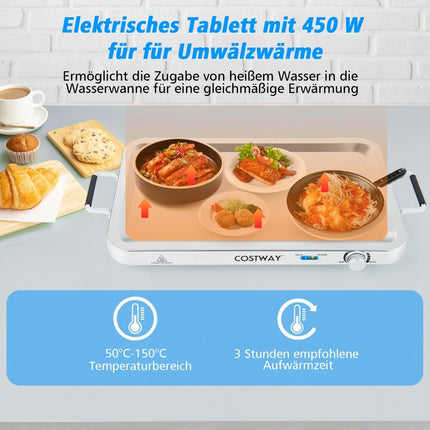 Electric Food Warmer, 3 Trays, 9L, 450W, Temp Control